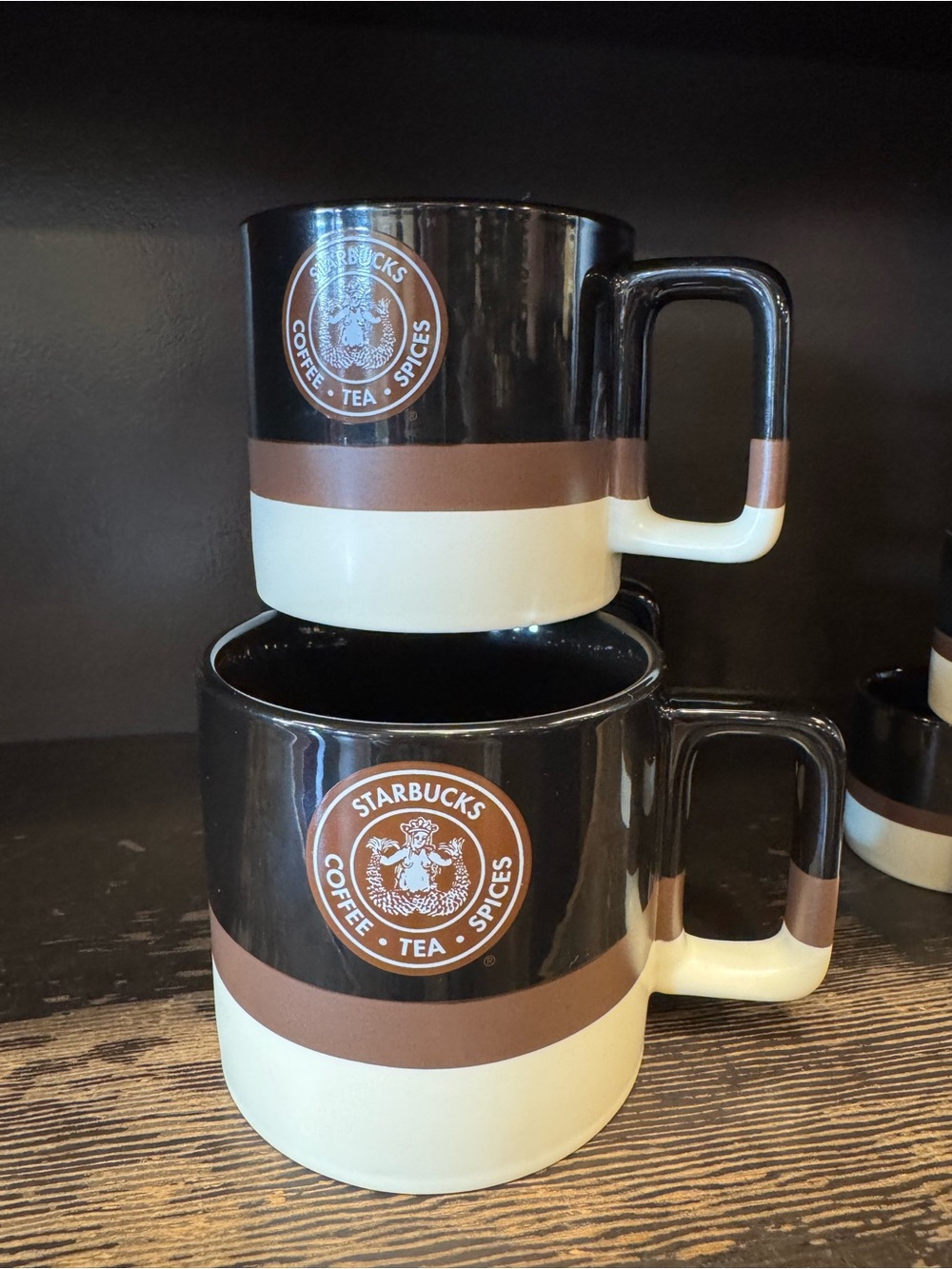 Starbucks Brown, Cream & Dark Brown Striped Ceramic Mug 14 Oz